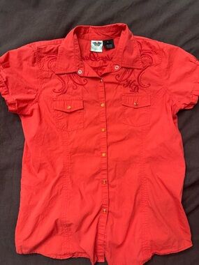 Harley-Davidson Red Short Sleeve Button Down Shirt